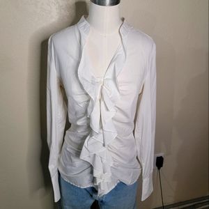 Ann Taylor Button Up Ruffle Top